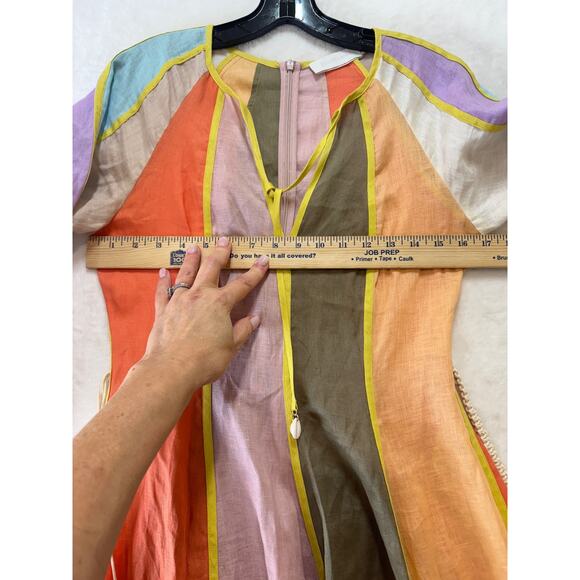 Zimmermann Lola Panelled Maxi Dress Womens 0 / 4 US Multicolor Belted Seashells - Picture 8 of 16